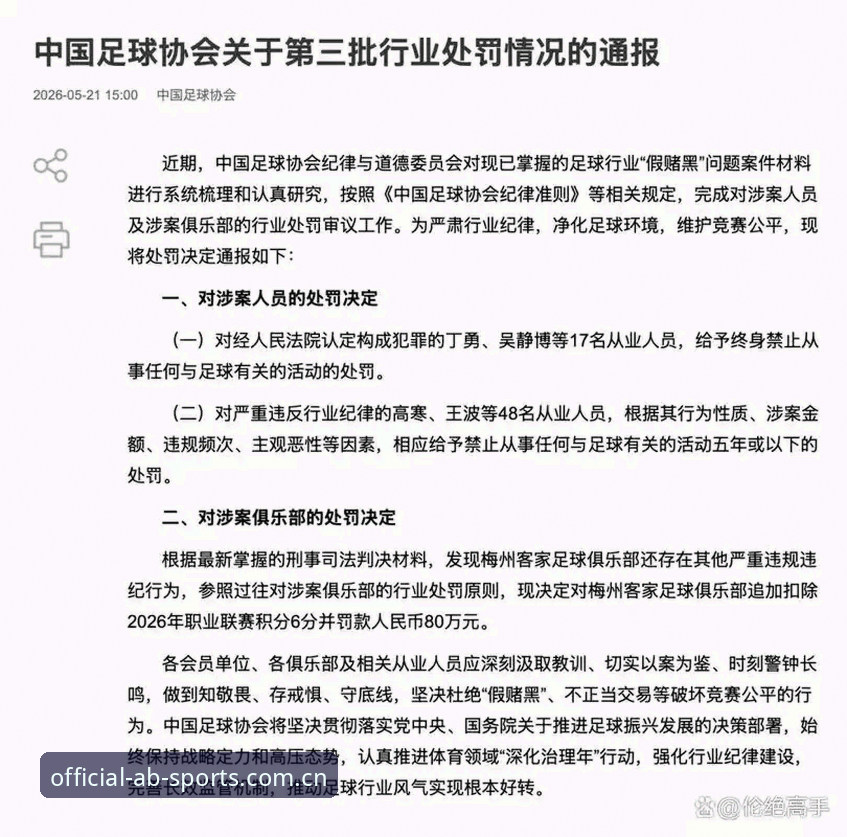 足协第三批禁足名单出炉：ab体育在线入口使用技巧助力球迷深度解读行业整顿